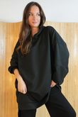 Soft Tech Jersey Oversized Hoodie Black